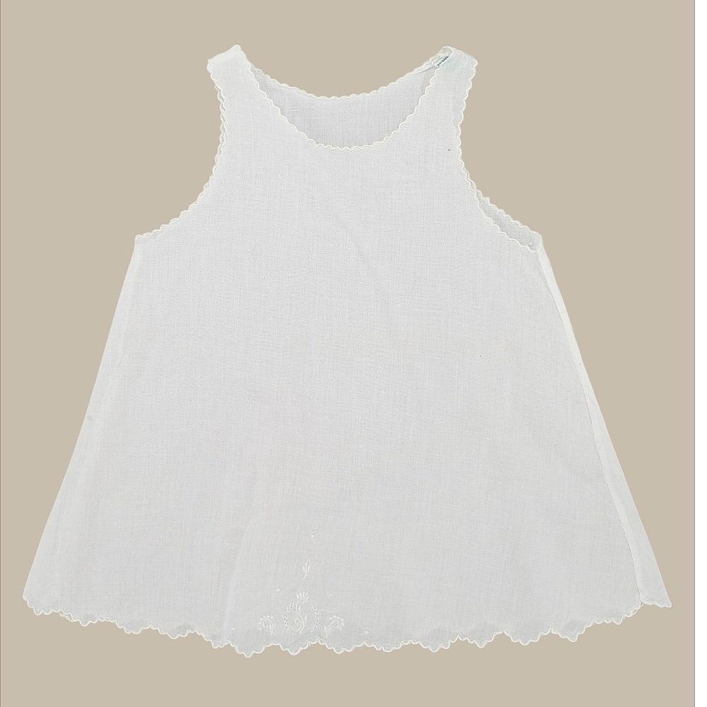 Vintage Midcentury Handmade White Cotton Baby Toddler Dress/Slip Top Philippines